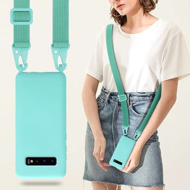 Deksel Samsung Galaxy S10 PLUS med Halskjede (turkis)