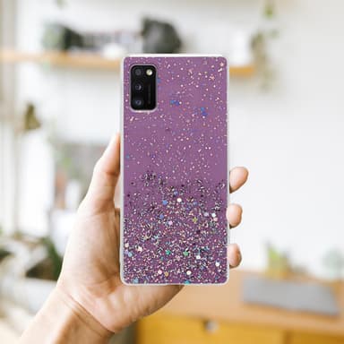 Samsung Galaxy A41 Silikondeksel Glitter (lilla)