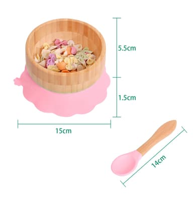 Bambusskålsett for babyer Bambusskål (rosa)