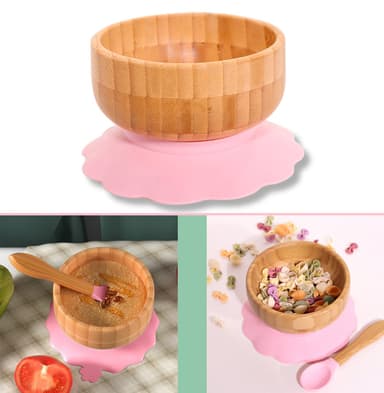 Bambusskålsett for babyer Bambusskål (rosa)
