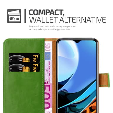 Xiaomi RedMi 9T / POCO M3 lommebokdeksel etui (grønn)