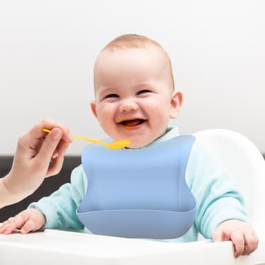 Babysmekke laget av silikon med dryppskål (blå)