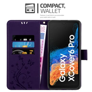 Samsung Xcover 6 Pro lommebokdeksel Blomster (Lilla)