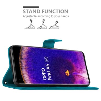 Oppo FIND X5 lommebokdeksel Blomster (blå)