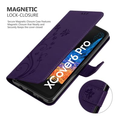 Samsung Xcover 6 Pro lommebokdeksel Blomster (Lilla)