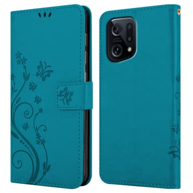 Oppo FIND X5 lommebokdeksel Blomster (blå)