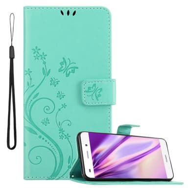 Huawei P8 LITE 2015 lommebokdeksel Blomster (turkis)