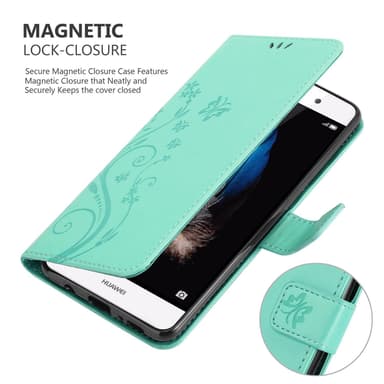 Huawei P8 LITE 2015 lommebokdeksel Blomster (turkis)
