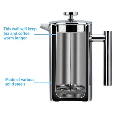 Kaffekanne 1 l Kaffetrakter Presskanne Kaffepresse