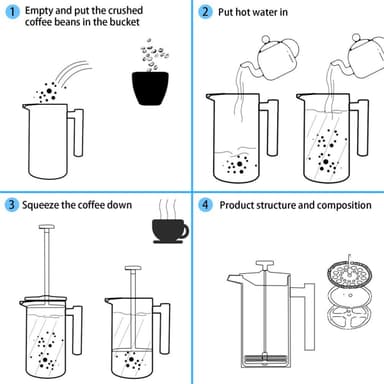 Kaffekanne 1 l Kaffetrakter Presskanne Kaffepresse