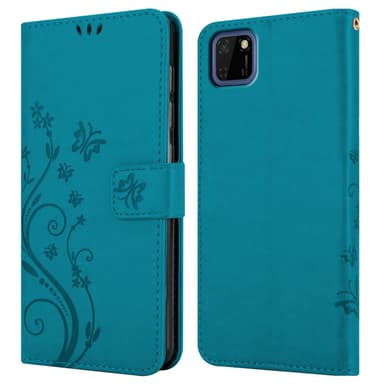 Honor 9S / Huawei Y5P lommebokdeksel Blomster (blå)