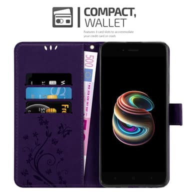 Xiaomi Mi A1 / Mi 5X lommebokdeksel Blomster (lilla)
