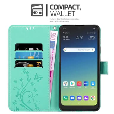 LG K40S lommebokdeksel Blomster (Turkis)