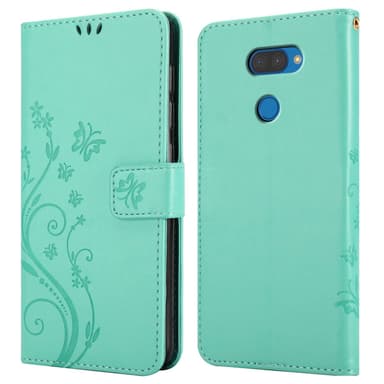 LG K40S lommebokdeksel Blomster (Turkis)