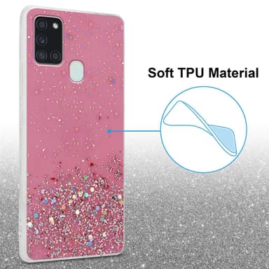 Samsung Galaxy A21s Silikondeksel Glitter (rosa)