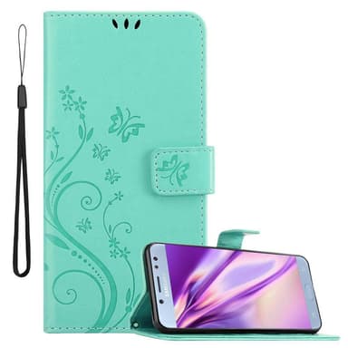 Samsung Galaxy J5 2017 lommebokdeksel Blomster (turkis)
