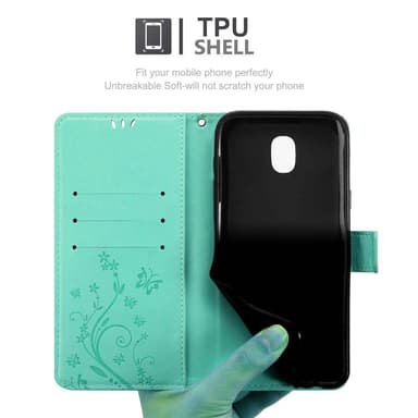 Samsung Galaxy J5 2017 lommebokdeksel Blomster (turkis)