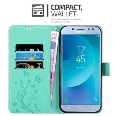 Samsung Galaxy J5 2017 lommebokdeksel Blomster (turkis)