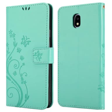 Samsung Galaxy J5 2017 lommebokdeksel Blomster (turkis)