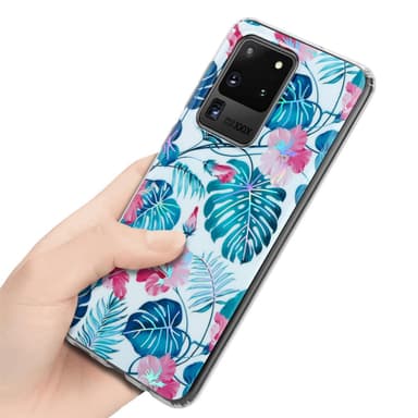 Samsung Galaxy S20 ULTRA lommebokdeksel Blomster (hvit)