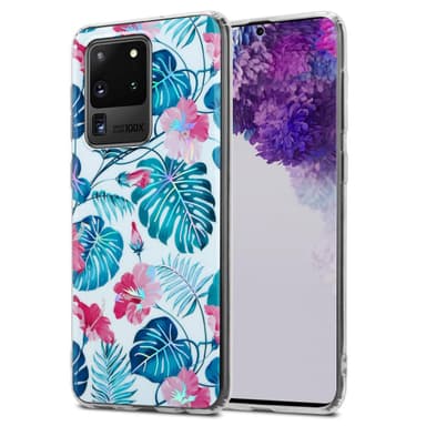 Samsung Galaxy S20 ULTRA lommebokdeksel Blomster (hvit)