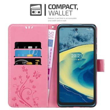 Nokia XR20 lommebokdeksel Blomster (rosa)