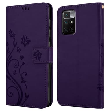 Xiaomi RedMi 10 lommebokdeksel Blomster (lilla)