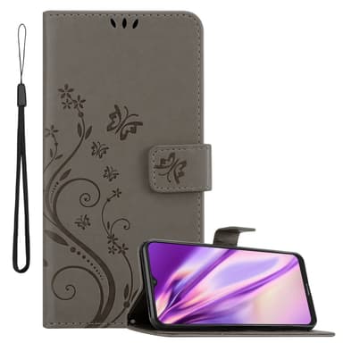 Nokia G10 / G20 lommebokdeksel Blomster (grå)