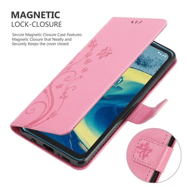 Nokia XR20 lommebokdeksel Blomster (rosa)