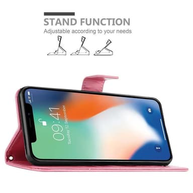 iPhone XR lommebokdeksel Blomster (rosa)