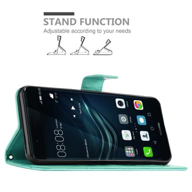 Huawei P9 PLUS lommebokdeksel Blomster (turkis)