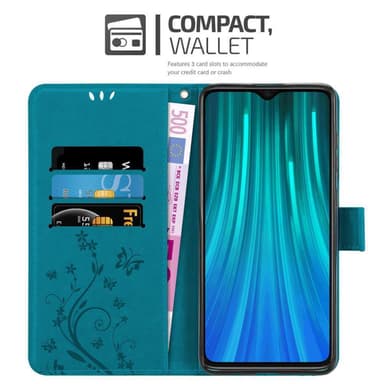 Xiaomi RedMi NOTE 8 PRO lommebokdeksel Blomster (blå)