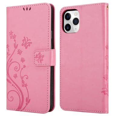 iPhone 11 PRO lommebokdeksel Blomster (rosa)