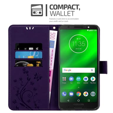 Motorola MOTO G6 PLUS lommebokdeksel Blomster (lilla)