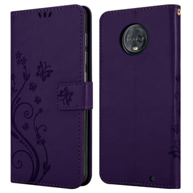 Motorola MOTO G6 PLUS lommebokdeksel Blomster (lilla)