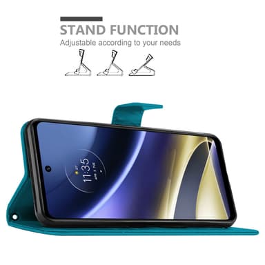 Motorola MOTO G51 5G lommebokdeksel Blomster (blå)
