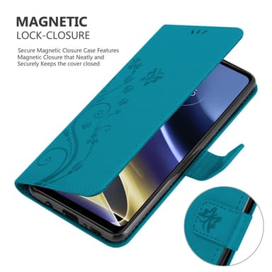 Motorola MOTO G51 5G lommebokdeksel Blomster (blå)
