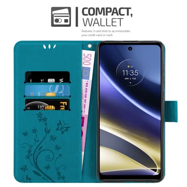 Motorola MOTO G51 5G lommebokdeksel Blomster (blå)