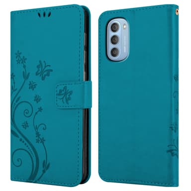 Motorola MOTO G51 5G lommebokdeksel Blomster (blå)