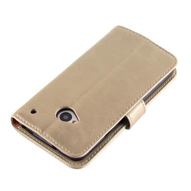 HTC ONE M7 lommebokdeksel etui (brun)