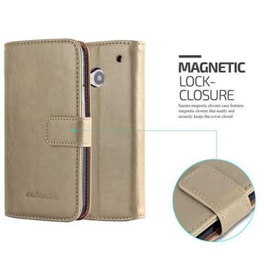 HTC ONE M7 lommebokdeksel etui (brun)