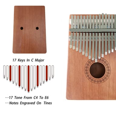 Kalimba Thumb Piano laget av mahognitre (mørkebrunt)