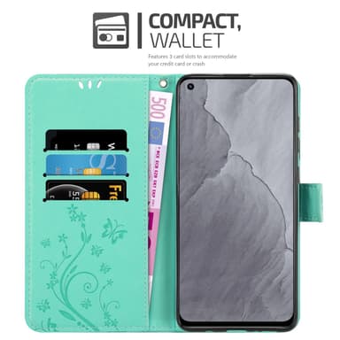 Realme GT Master lommebokdeksel Blomster (turkis)