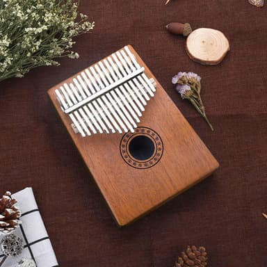 Kalimba Thumb Piano laget av mahognitre (mørkebrunt)