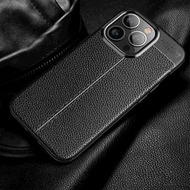 iPhone 13 PRO Deksel Kunstskinn (svart)