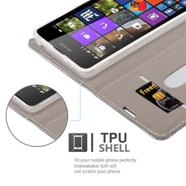 Nokia Lumia 540 lommebokdeksel etui (grå)
