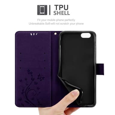 iPhone 6 PLUS / 6S PLUS lommebokdeksel Blomster (lilla)