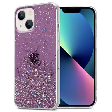iPhone 13 Silikondeksel Glitter (lilla)