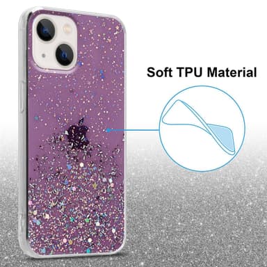 iPhone 13 Silikondeksel Glitter (lilla)