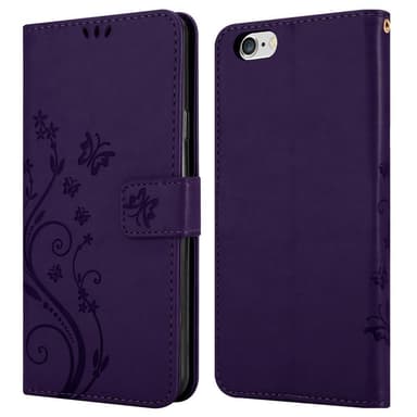 iPhone 6 PLUS / 6S PLUS lommebokdeksel Blomster (lilla)